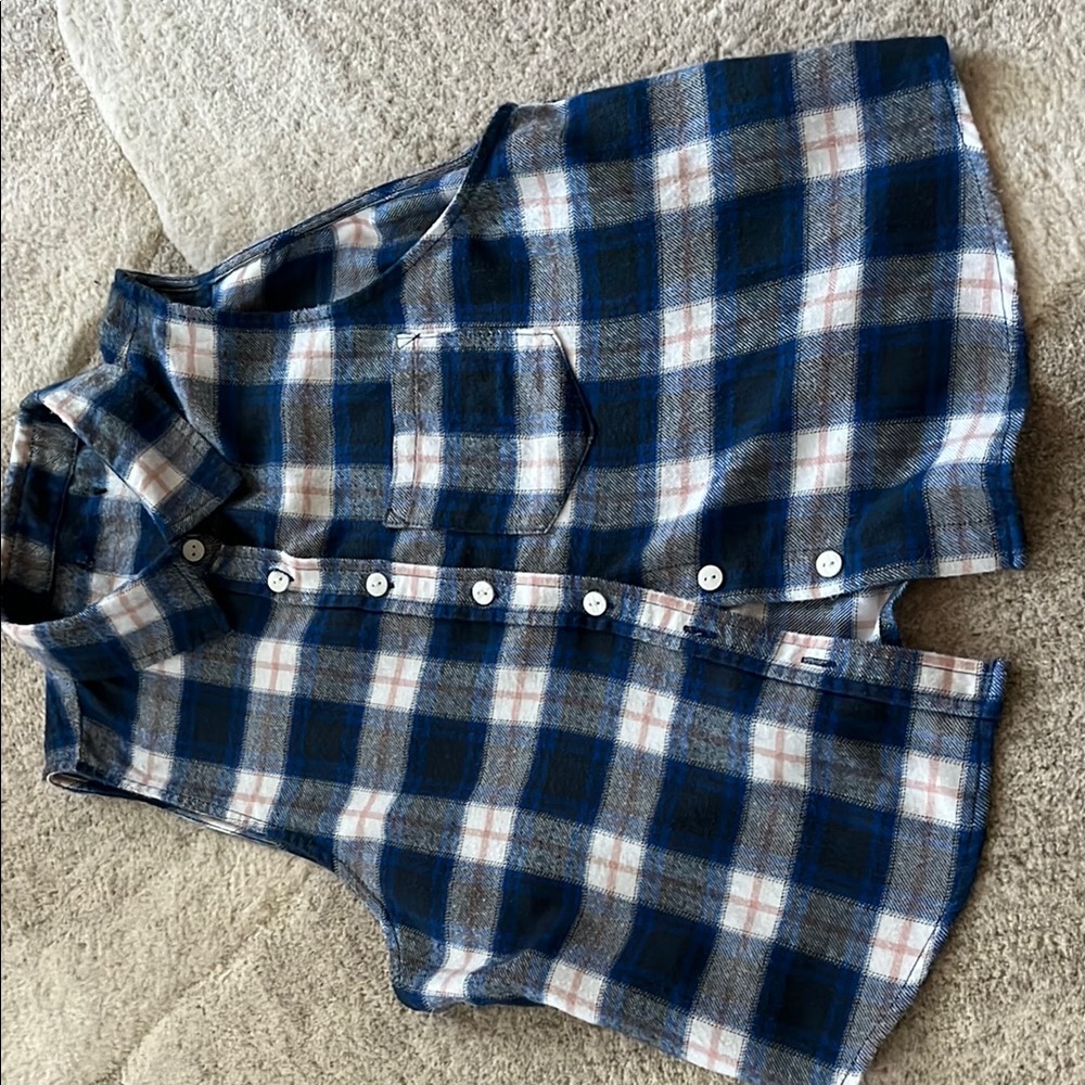 Classic Blue and White Plaid Button Down Shirt
